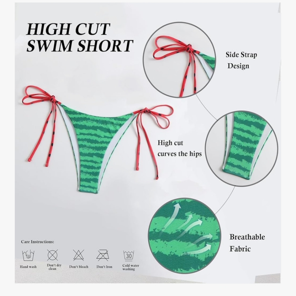 Red and Green Polka Dot Bikini Set - Picture 3 of 5